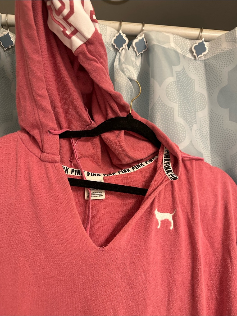 Victoria's Secret PINK NATION- Pink Hooded V-Neck Pullover Small